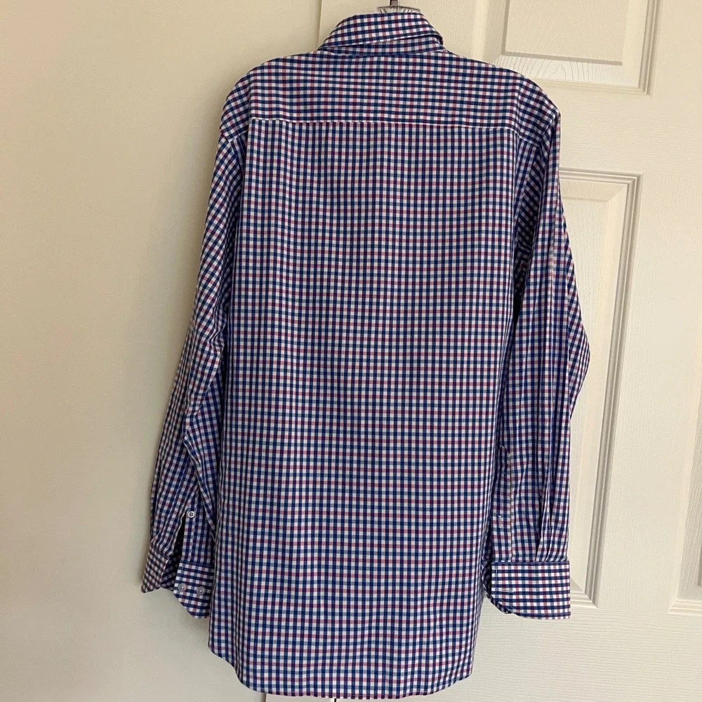 TailorByrd Button Down‎ Shirt Flamingo Logo L Navy Pink Gingham Check